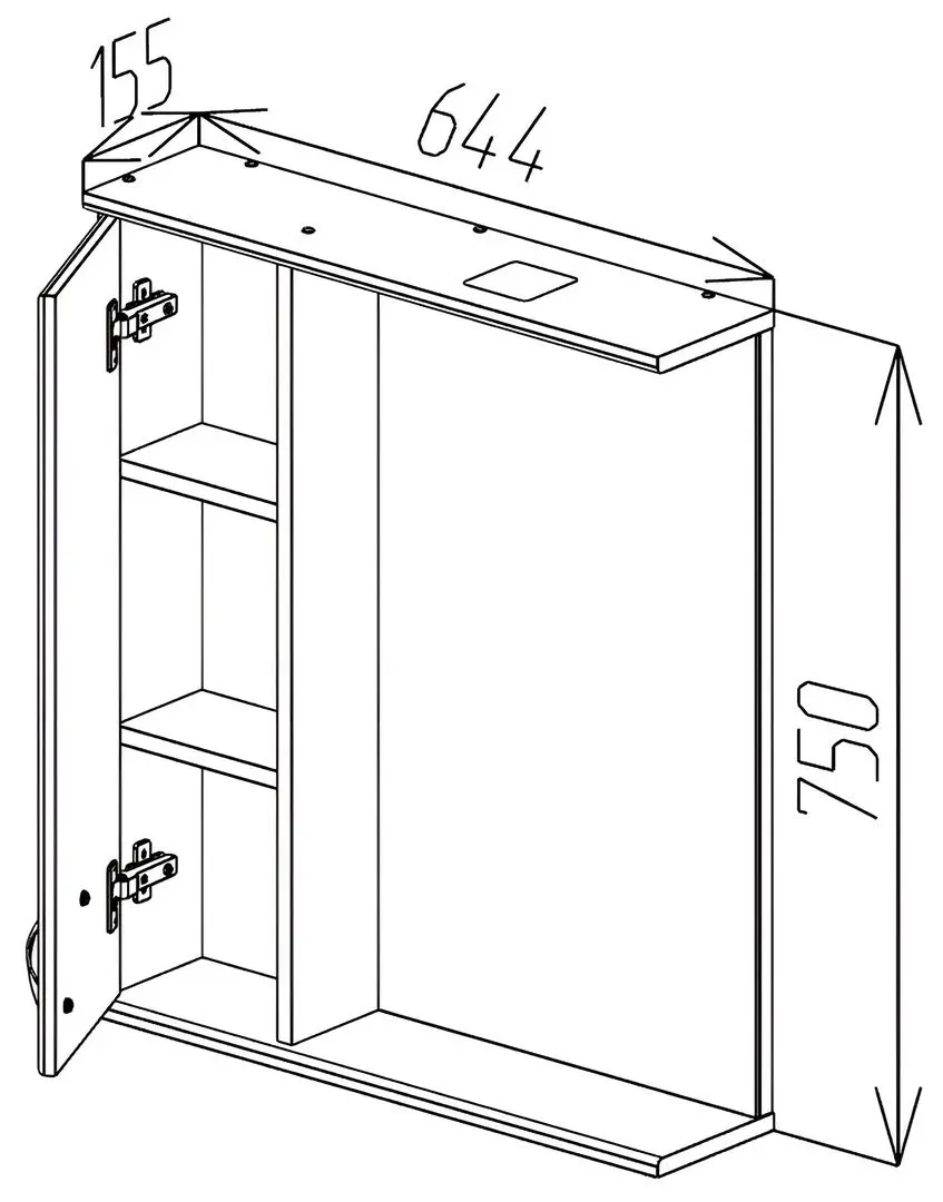 Шкаф с зеркалом Bayro Dalas 650x750 (White) - 5
