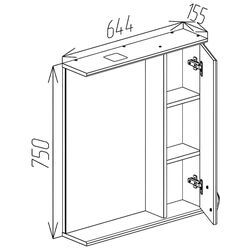 Шкаф с зеркалом Bayro Dalas 650x750 (White) Thumb