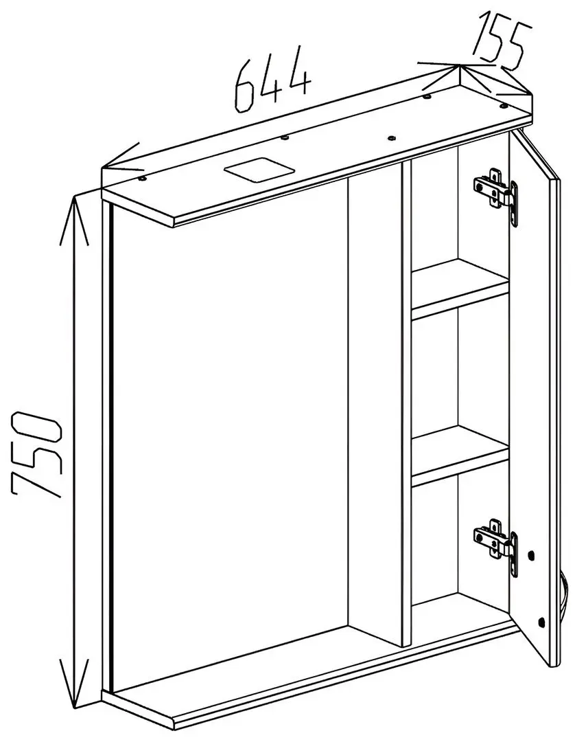 Шкаф с зеркалом Bayro Dalas 650x750 (White) - 6