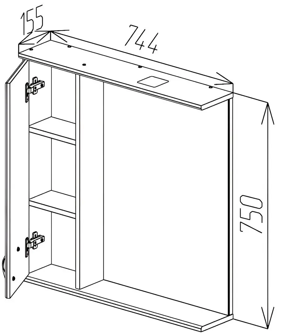 Dulap cu oglinda Bayro Dalas 750x750 (White) - 5