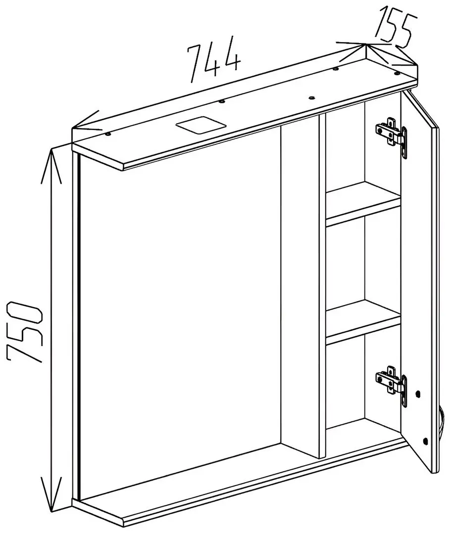Dulap cu oglinda Bayro Dalas 750x750 (White) - 6