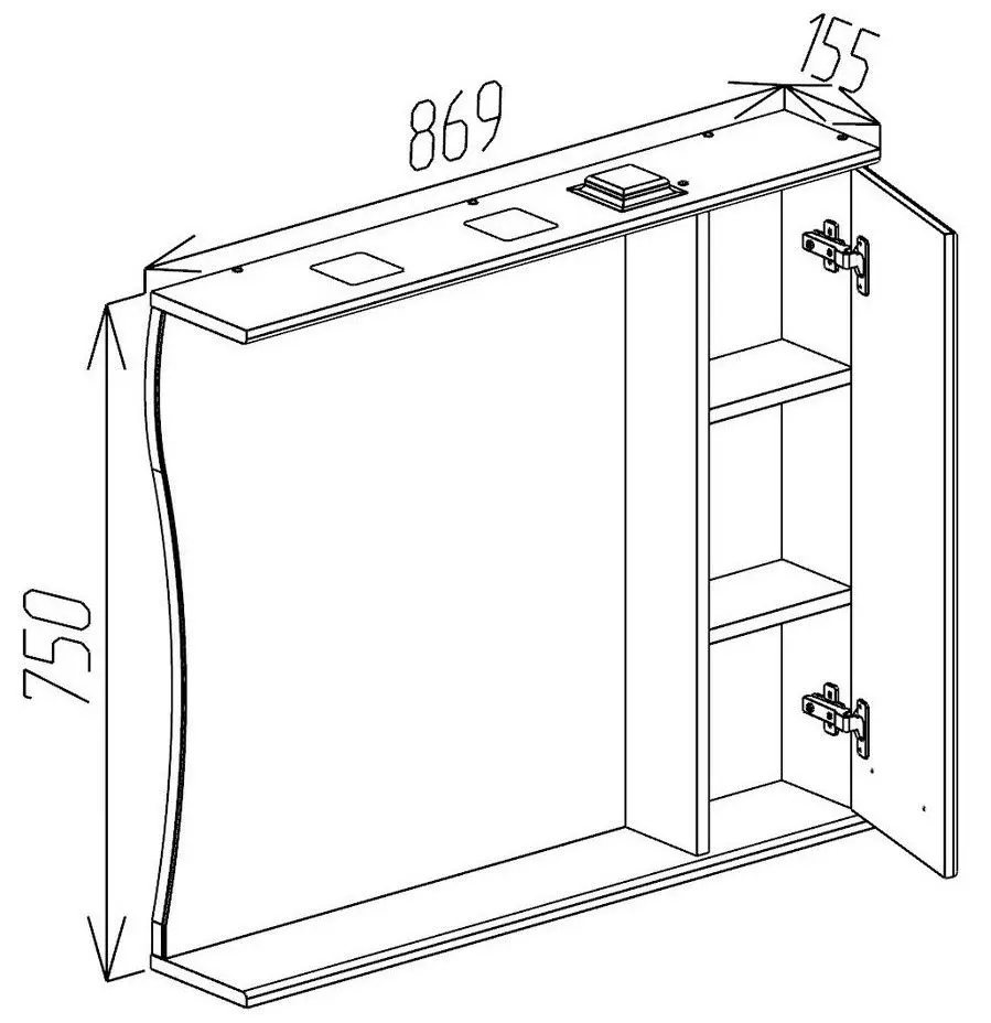 Шкаф с зеркалом Bayro Demo 860x750 (White) - 5