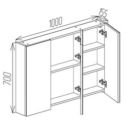 Шкаф с зеркалом Bayro Dorado 1000x700 (Concrete Chicago Dark) Thumb