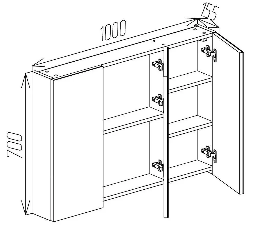 Шкаф с зеркалом Bayro Dorado 1000x700 (Concrete Chicago Dark) - 5
