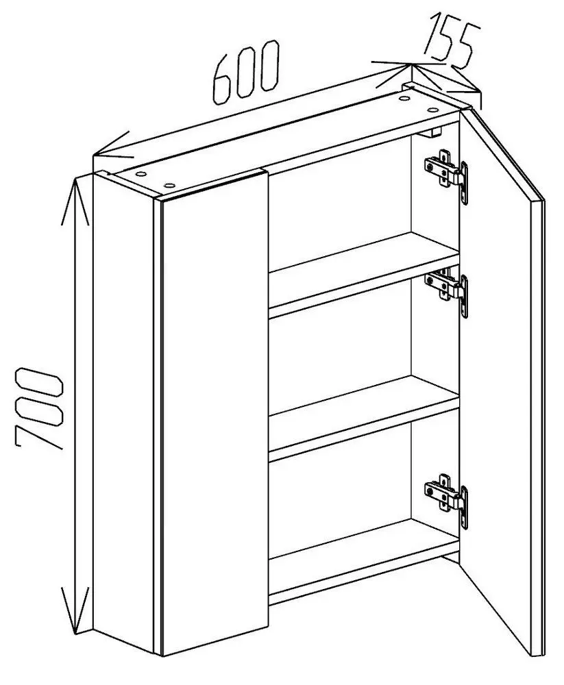 Dulap cu oglinda Bayro Dorado 600x700 (Concrete Chicago Dark)