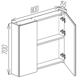 Dulap cu oglinda Bayro Dorado 800x700 (Concrete Chicago Dark) Thumb