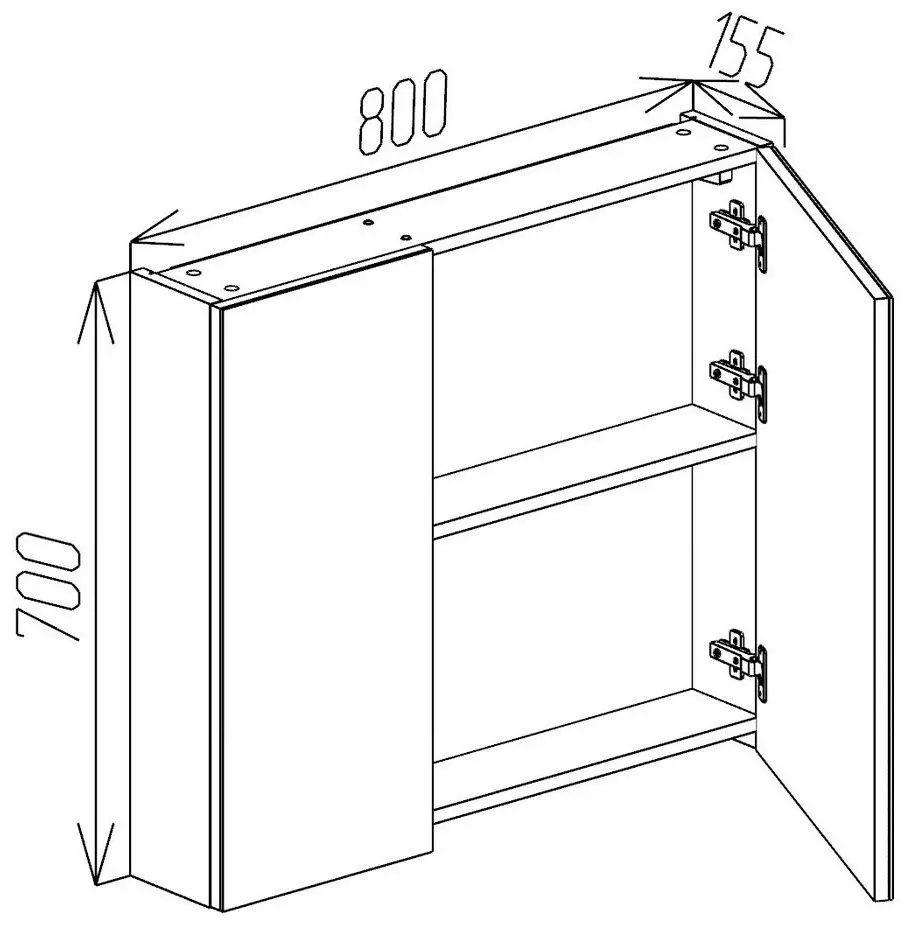 Dulap cu oglinda Bayro Dorado 800x700 (Concrete Chicago Dark)