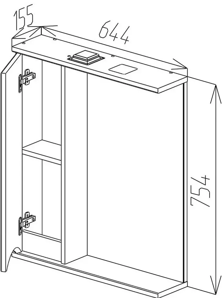 Dulap cu oglinda Bayro Elara 650x750 Left (White)