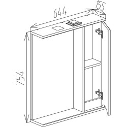Dulap cu oglinda Bayro Elara 650x750 Right (White) Thumb