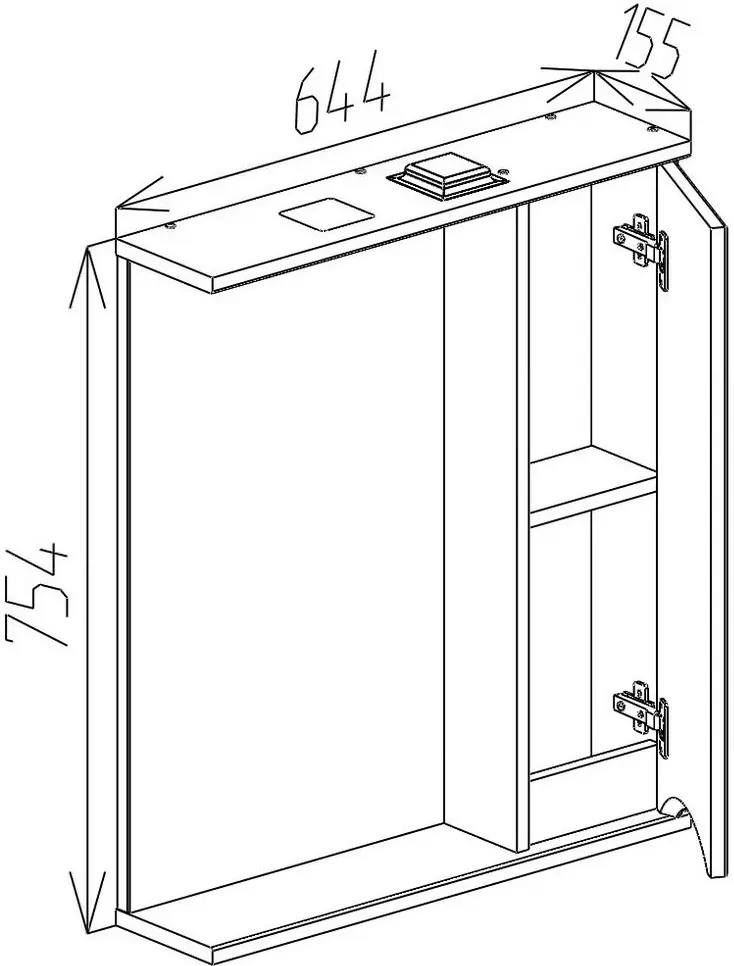 Dulap cu oglinda Bayro Elara 650x750 Right (White)