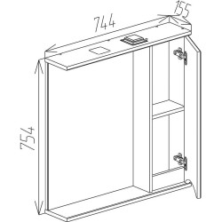 Dulap cu oglinda Bayro Elara 750x750 Right (White) Thumb