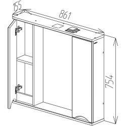 Dulap cu oglinda Bayro Elara Duo 860x750 (White) Thumb