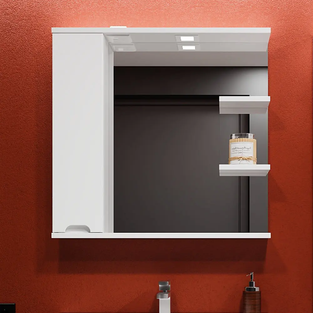 Шкаф с зеркалом Bayro Etna 1000x750 Left (White Matte)