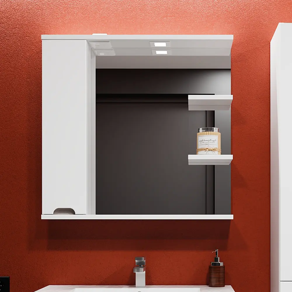 Шкаф с зеркалом Bayro Etna 1000x750 Left (White Matte)