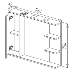 Шкаф с зеркалом Bayro Etna 1000x750 Left (White Matte) Thumb