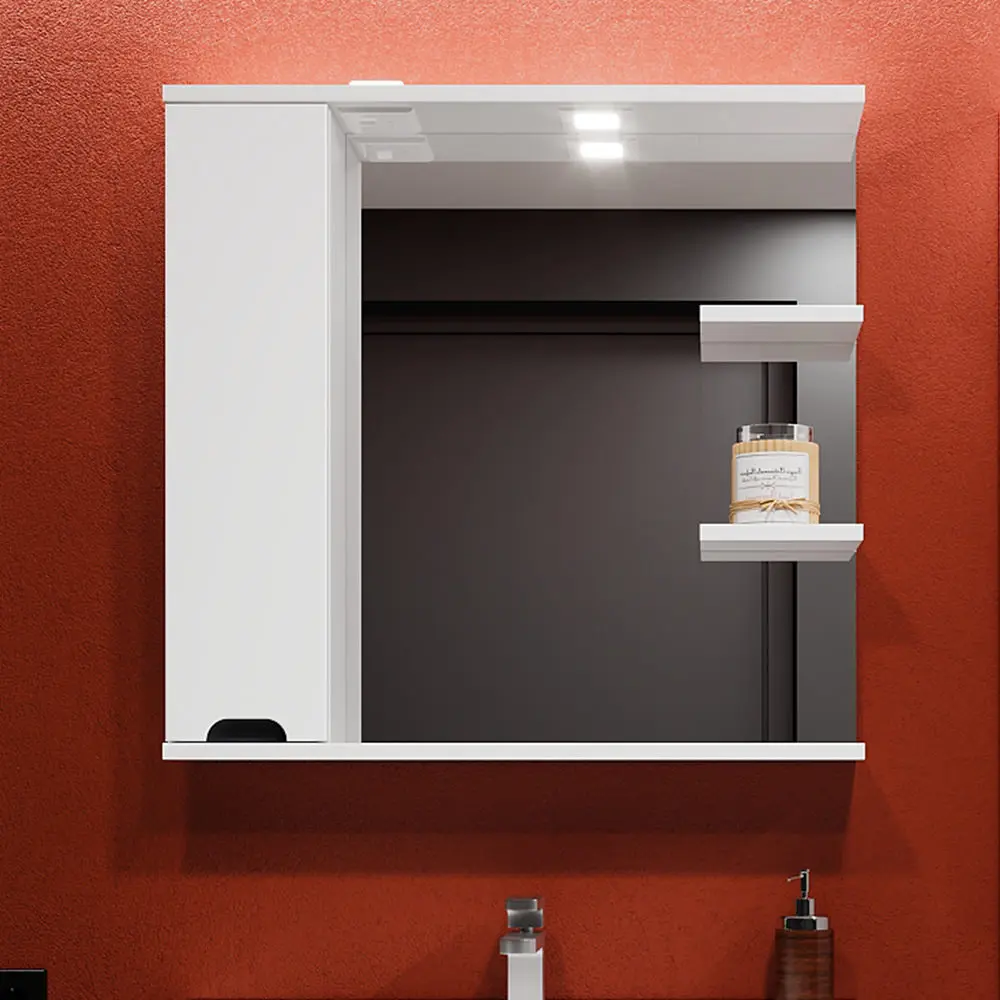 Шкаф с зеркалом Bayro Etna 1000x750 Left (White Matte)