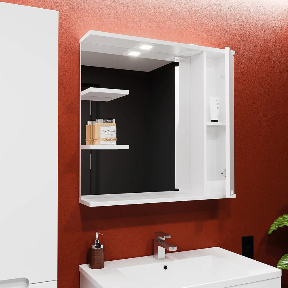 Dulap cu oglinda Bayro Etna 1000x750 Right (White Matte)