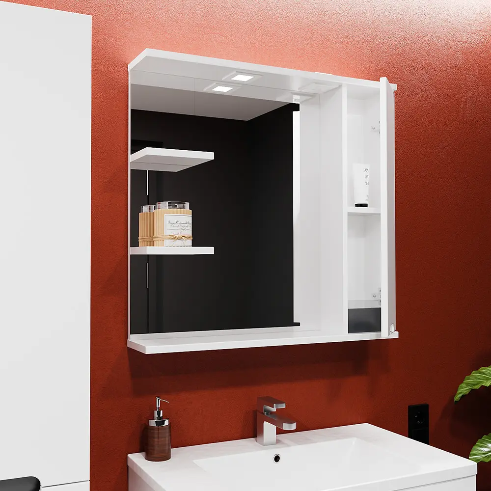 Dulap cu oglinda Bayro Etna 1000x750 Right (White Matte)