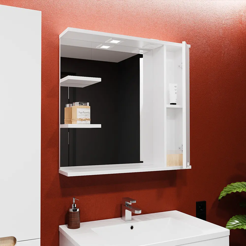 Dulap cu oglinda Bayro Etna 1000x750 Right (White Matte)