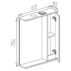 Шкаф с зеркалом Bayro Etna 600x750 Right Thumb