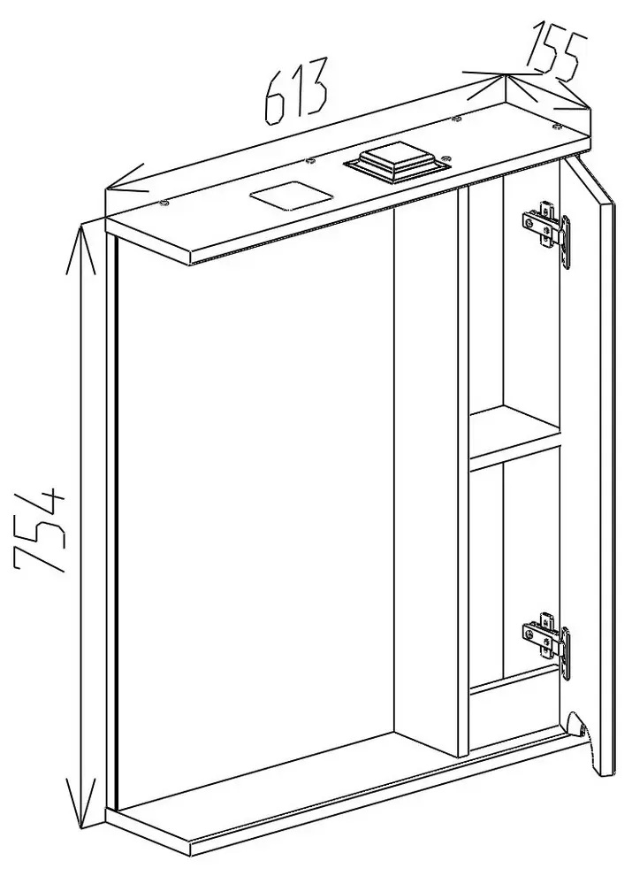 Шкаф с зеркалом Bayro Etna 600x750 Right