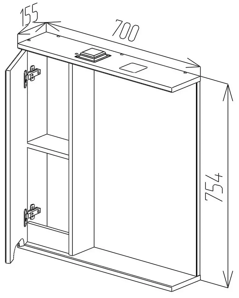 Dulap cu oglinda Bayro Etna 700x750 Left