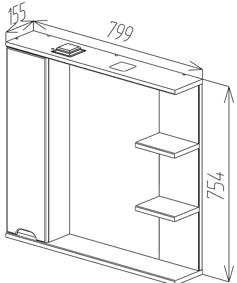Шкаф с зеркалом Bayro Etna 800x750 Left