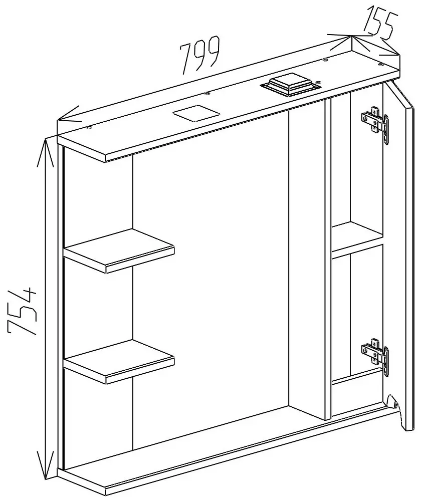 Шкаф с зеркалом Bayro Etna 800x750 Right