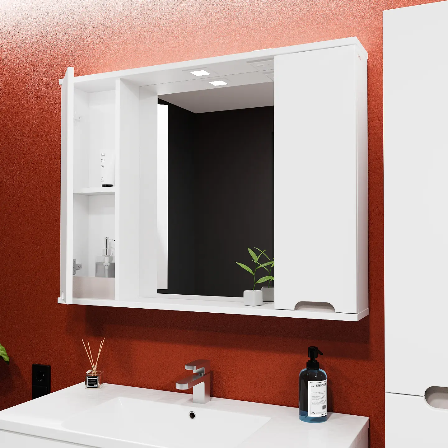 Dulap cu oglinda Bayro Etna Duo 1000x750 (White Matte)