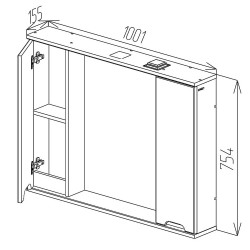 Dulap cu oglinda Bayro Etna Duo 1000x750 (White Matte) Thumb