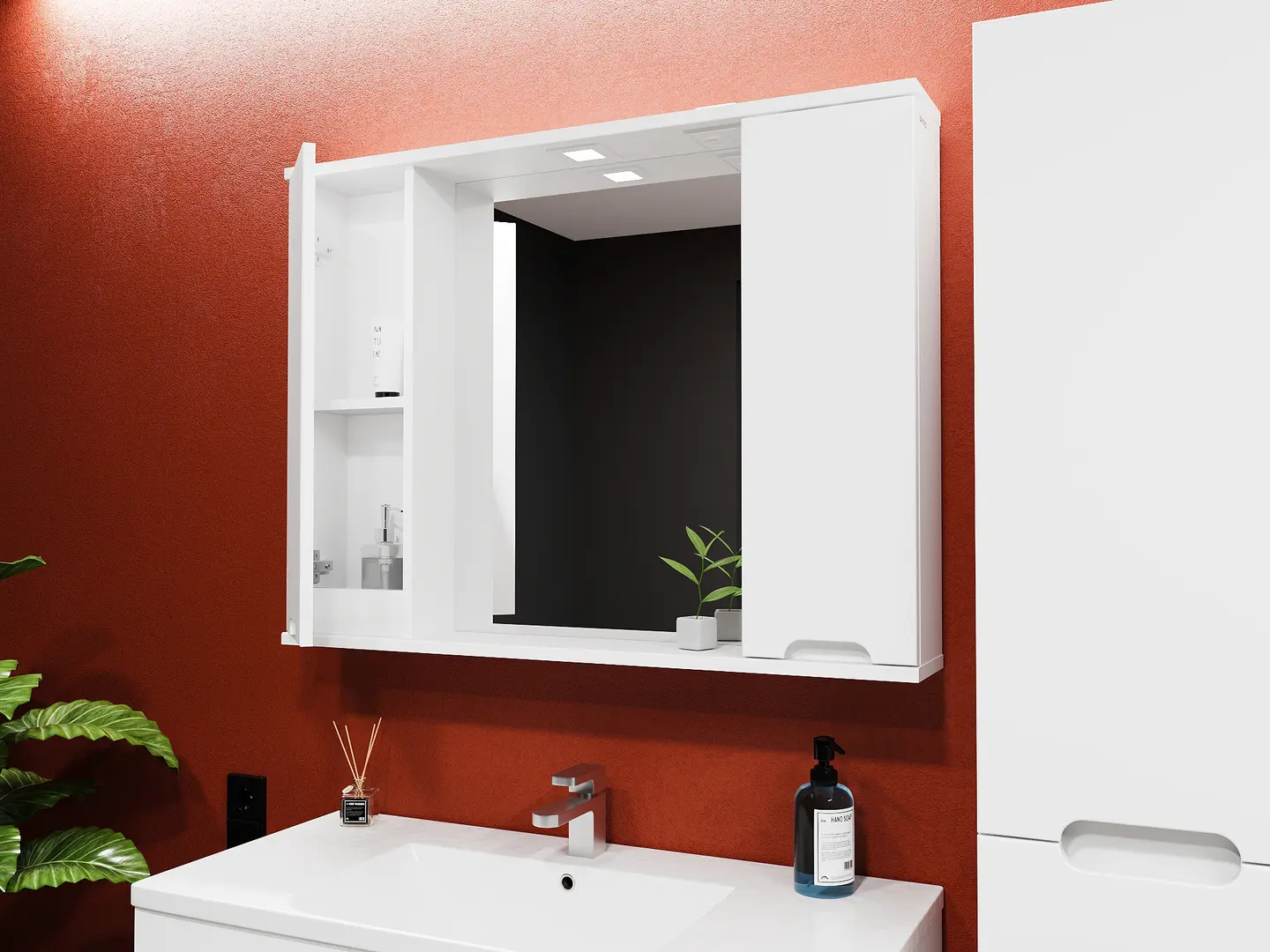 Dulap cu oglinda Bayro Etna Duo 1000x750 (White Matte)