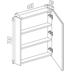 Dulap cu oglinda Bayro Optima 600x700 (White) Thumb