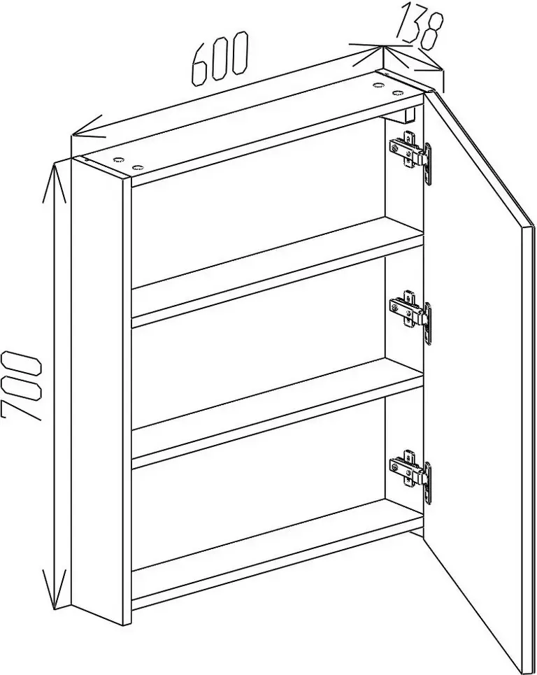 Dulap cu oglinda Bayro Optima 600x700 (White)