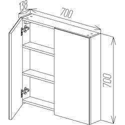 Шкаф с зеркалом Bayro Optima 700x700 (White) Thumb