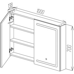 Dulap cu oglinda Bayro Optima LED touch 1000x700 (White) Thumb