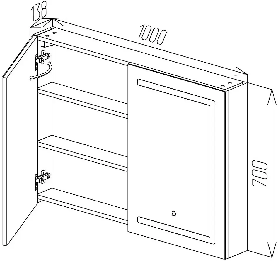 Dulap cu oglinda Bayro Optima LED touch 1000x700 (White)