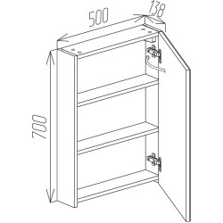 Dulap cu oglinda Bayro Optima LED touch 500x700 (White) Thumb
