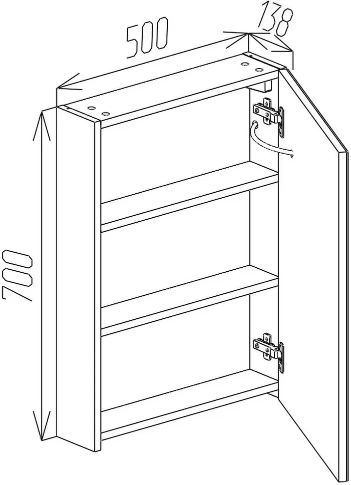 Dulap cu oglinda Bayro Optima LED touch 500x700 (White)