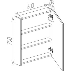 Dulap cu oglinda Bayro Optima LED touch 600x700 (White) Thumb