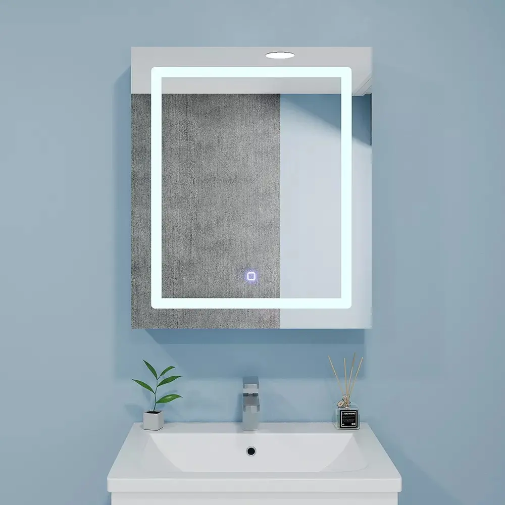 Dulap cu oglinda Bayro Optima LED touch 600x700 (White)