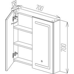 Шкаф с зеркалом Bayro Optima LED touch 700x700 (White) Thumb
