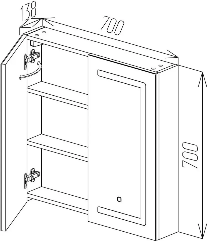 Шкаф с зеркалом Bayro Optima LED touch 700x700 (White)