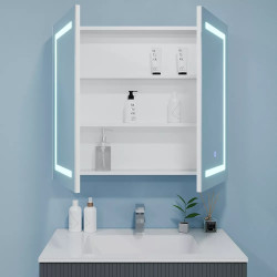 Шкаф с зеркалом Bayro Optima LED touch 800x700 (White) Thumb