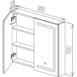 Шкаф с зеркалом Bayro Optima LED touch 800x700 (White) Thumb