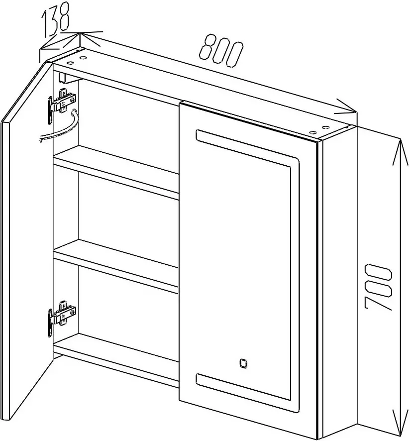 Шкаф с зеркалом Bayro Optima LED touch 800x700 (White)