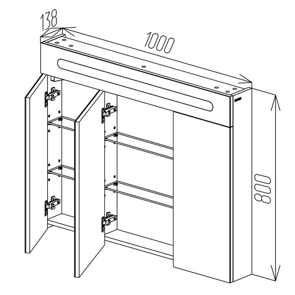Dulap cu oglinda Bayro Portis LED 1000x800 (White)