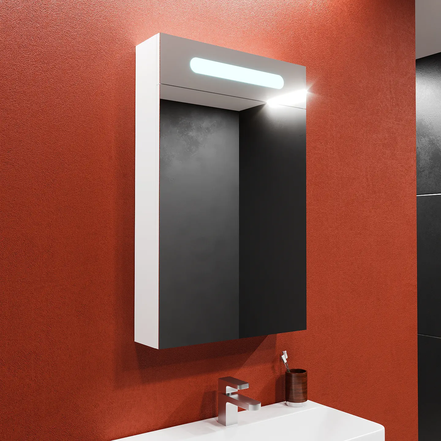 Dulap cu oglinda Bayro Portis LED 500x800 (White)