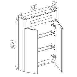 Шкаф с зеркалом Bayro Portis LED 600x800 (White) Thumb