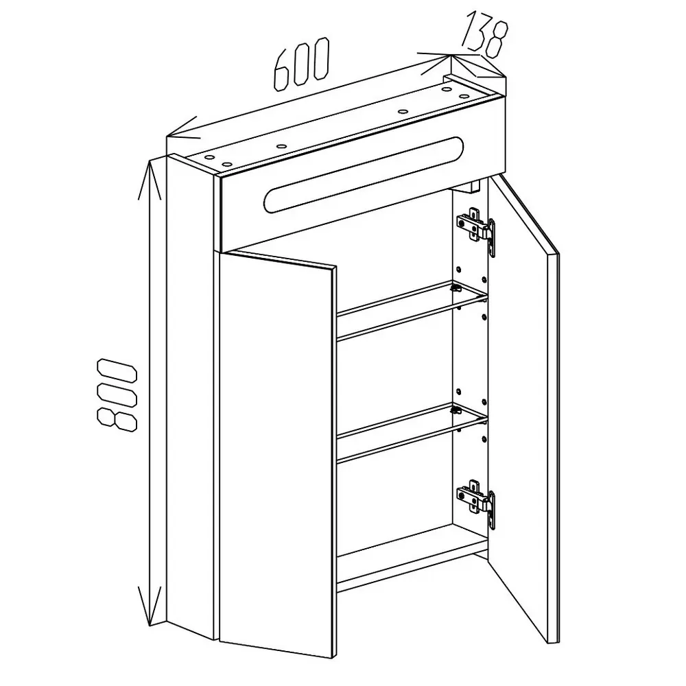 Шкаф с зеркалом Bayro Portis LED 600x800 (White)