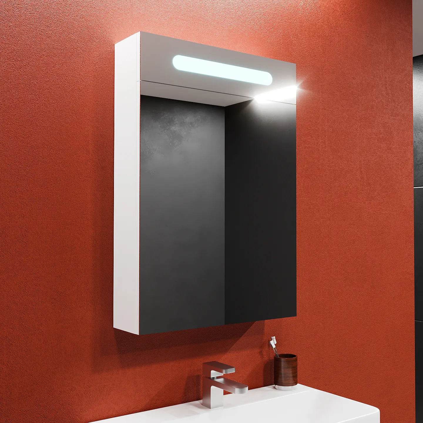 Dulap cu oglinda Bayro Portis LED 700x800 (White)